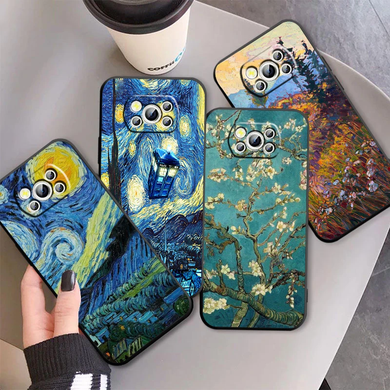 

Van Gogh Art Painting For Xiaomi Mi Poco F5 F4 F3 F2 X5 X4 X3 M6 M5 M5S M4 M3 C40 Pro GT NFC 5G Black Back Phone Case