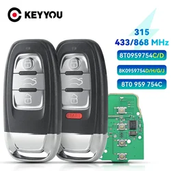 KEYYOU Car Remote Control Key For Audi A4 A4L A5 Q5 8T0959754C 315MHz 433MHz 8T0959754D 868MHz 8K0959754D/H/G/J Card Key