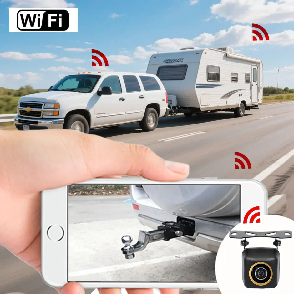 QXNY HD WiFi Wireless Backup Camera 5G HD Car License Plate Rear/Front View Reverse Camera for IPhone IPad Android Smart Phones