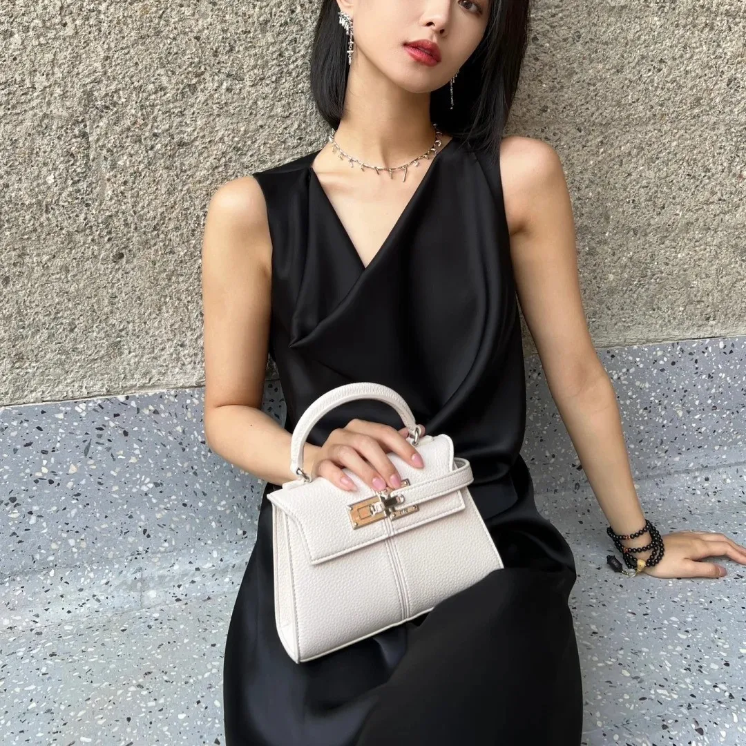 

Новая женская сумка через плечо из натуральной кожи — уникальный трапециевидный дизайн, шикарный и универсальный кошелек с верхней ручкой