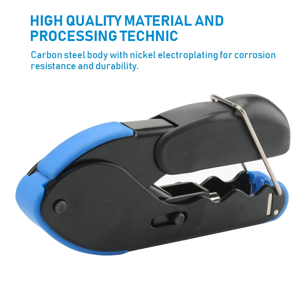 RG59/RG6/RG7/RG11 Wire Stripper Crimper Tool Kit Coaxial Cable Crimping Pliers Set With 10PCS RG6 F Compression Connectors