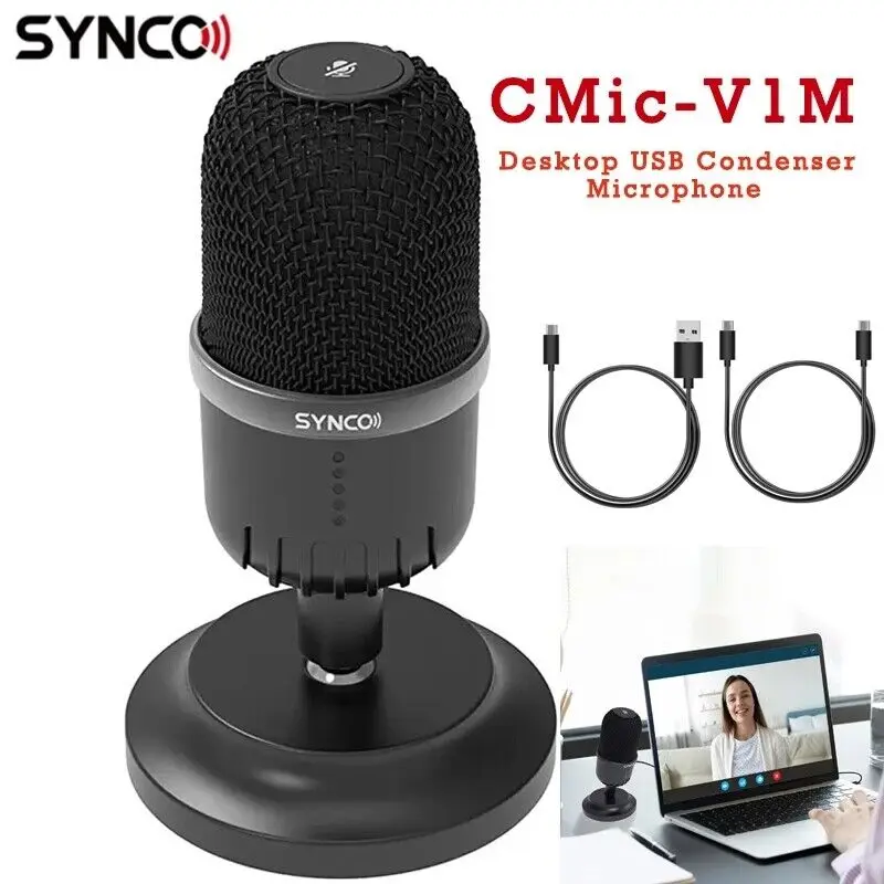Synco Cmic-V1M Laptop Professional Microphone Karaoke USB Mic Pro Audio Equipment One-Button Muting for Singing PC Computer Live