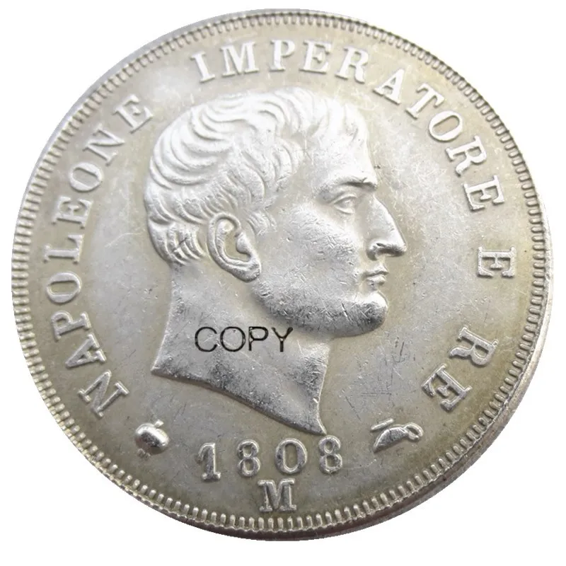 ITALIAN STATES KINGDOM OF NAPOLEON, Napoleon I, 2 Lire, 1808-M Silver Plated Copy Coin