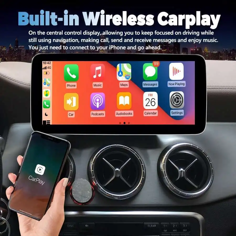 مشغل فيديو ستيريو لمرسيدس بنز الفئة W176 GLA X156 CLA C117 2013-2018 GPS 2.8GHZ CPU أندرويد 14 Carplay راديو السيارة التلقائي