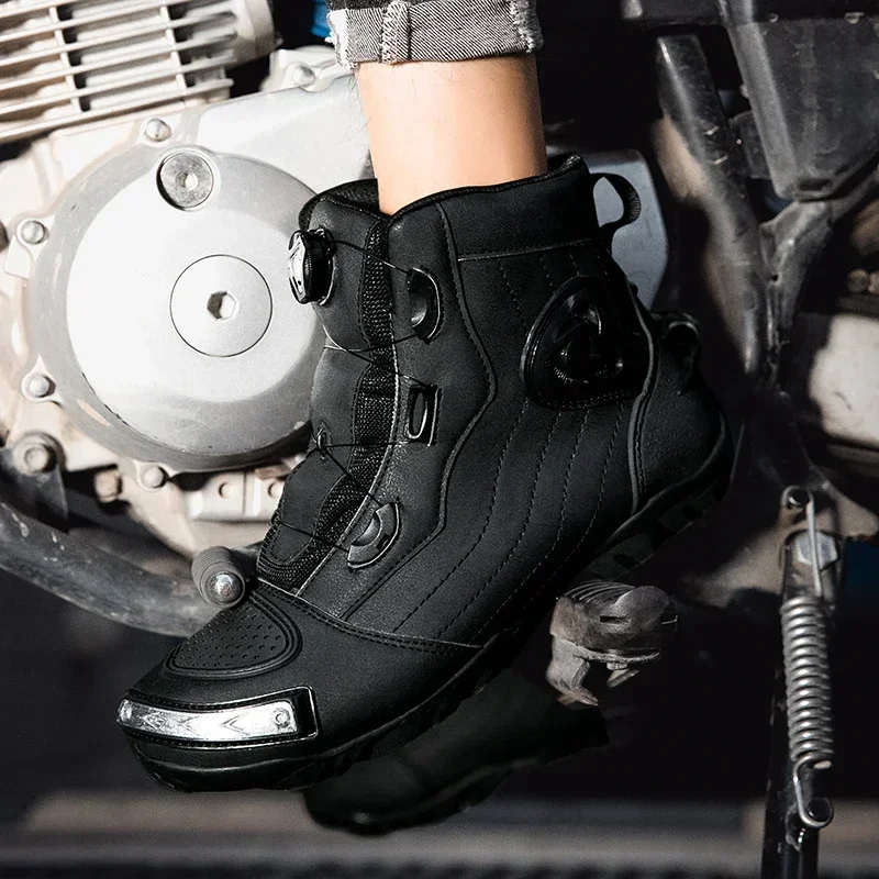 Large Size Motorcycle Boots Riding Racing Shoes Anti-fall Wearresistant Motorcycle Shoes Motorcycle Travel Commuting Equipment