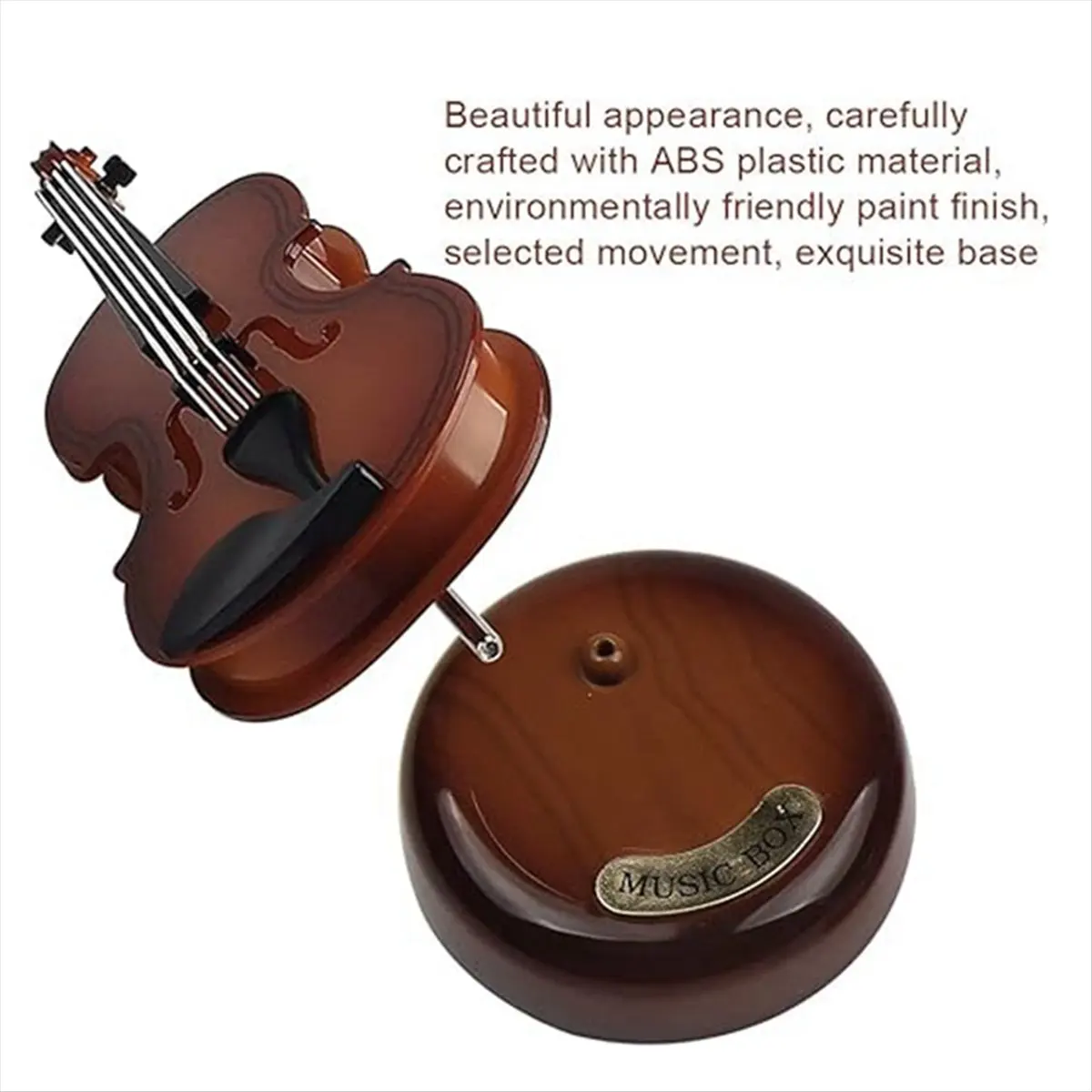 ABZF 2026 Violin Music Box,Mini Vintage Musical Box with Rotating Base, Classical Replica Instrument Crafts Model Birthday Gift