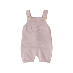 Heart-shaped Sleeveless Knitted Cotton Newborn One-piece Outfits Solid color Baby Girls Summer Rompers Infant Jumpsuit Bodysuit