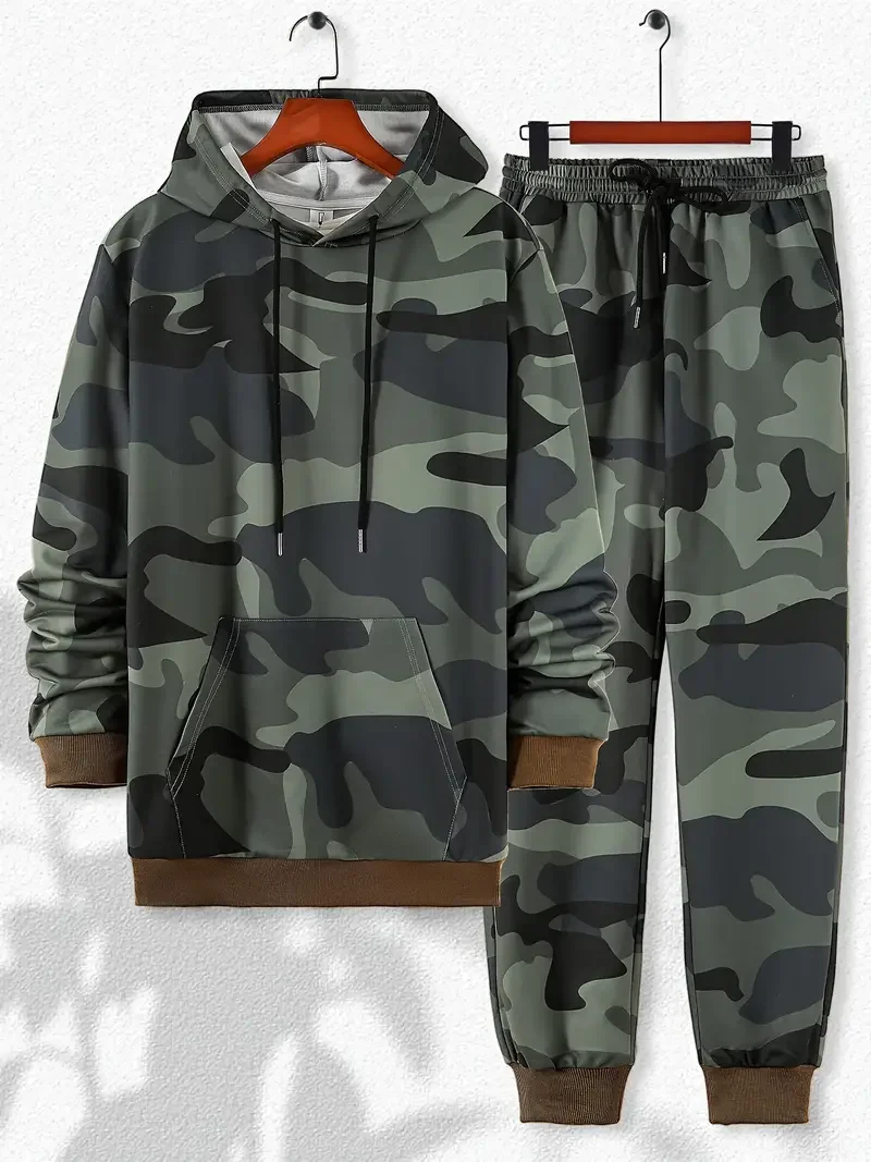 Hoodies Set 3D Print Jungle Camouflage Casual Hoodie + Pants 2pcs Sets Oversized Sweatshirt Fashion Men Women Clothing Suits