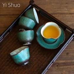 Kung Fu Tea Set Tea Cup Household Kiln Baked Retro Tea Cup Fragrance-Smelling Cup Spearmint Master Cup Small Single Cup Bowls