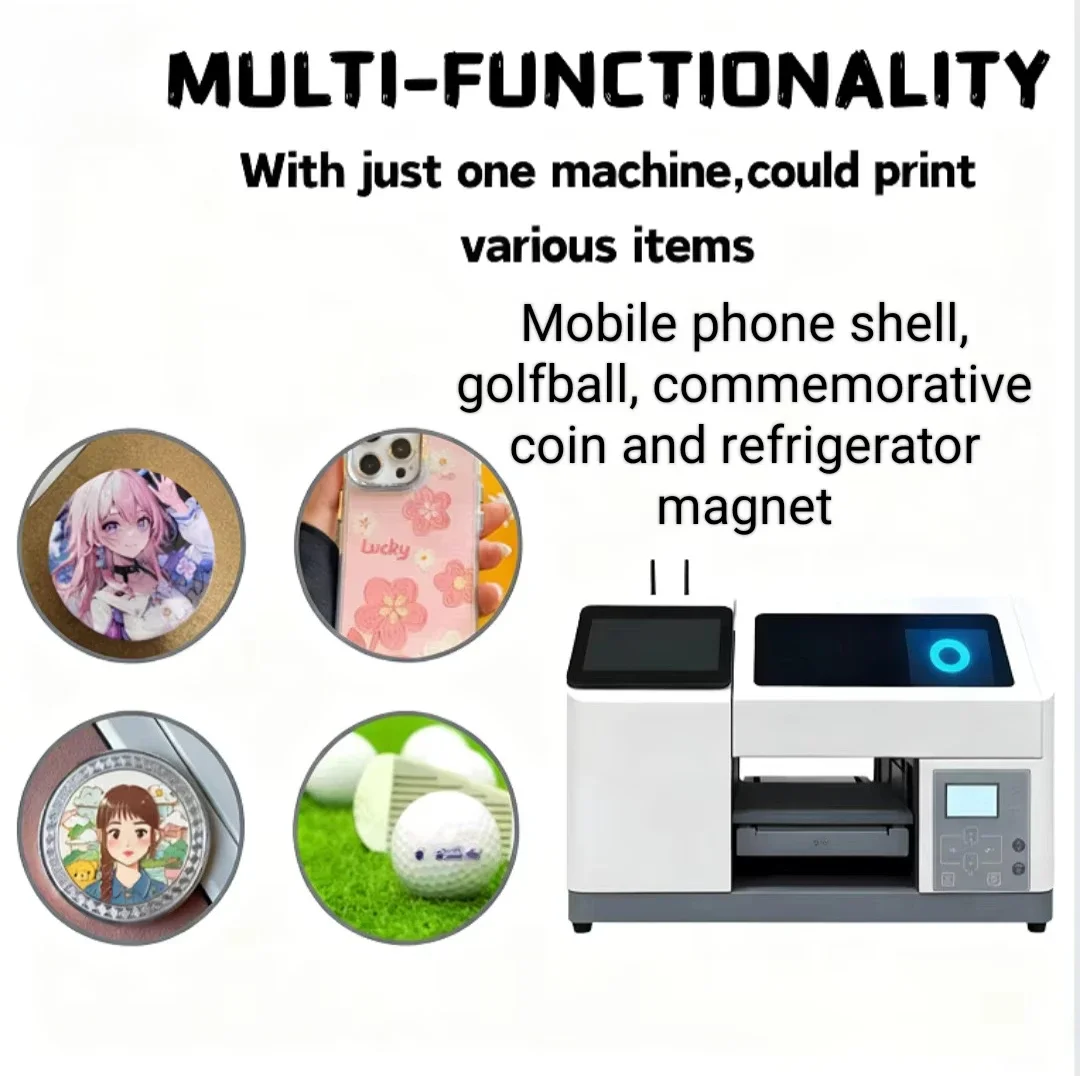 A5 Automatic AI-Based Mini Portable Printer UV Ink Touch Printer with Touch Screen for Phone Covers Golf Balls Phone Printer