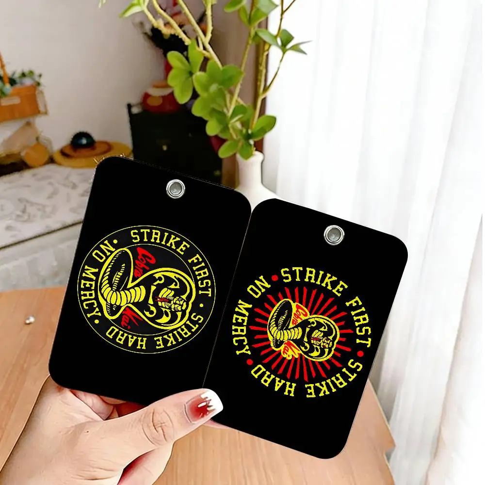 Classic TV Dramas Cobra Kai Style PU Access Card Holder with Keychain - Executive Protection for Bank card,Subway, Bus Card case
