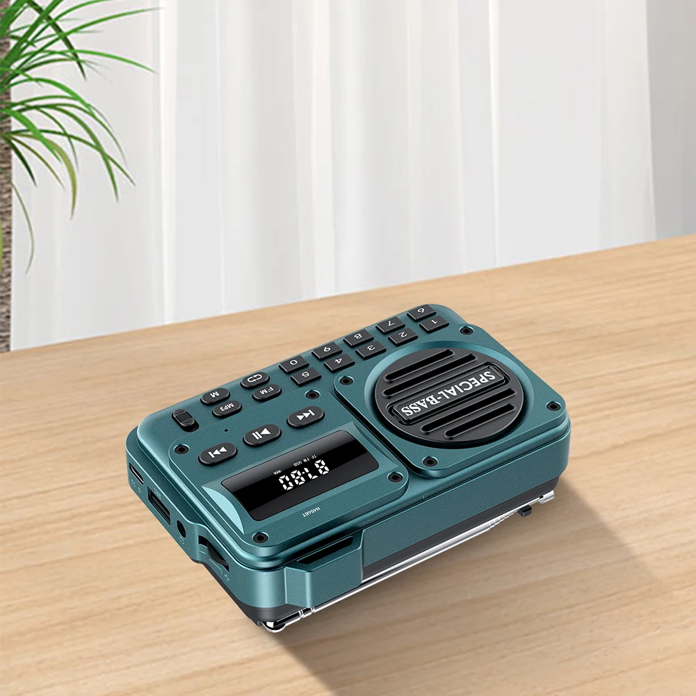 FM Portable Radio Rechargeable Digital Radio Recorder BT 5.4 Radio Speaker for Home Travel Gifts for Seniors Elderly