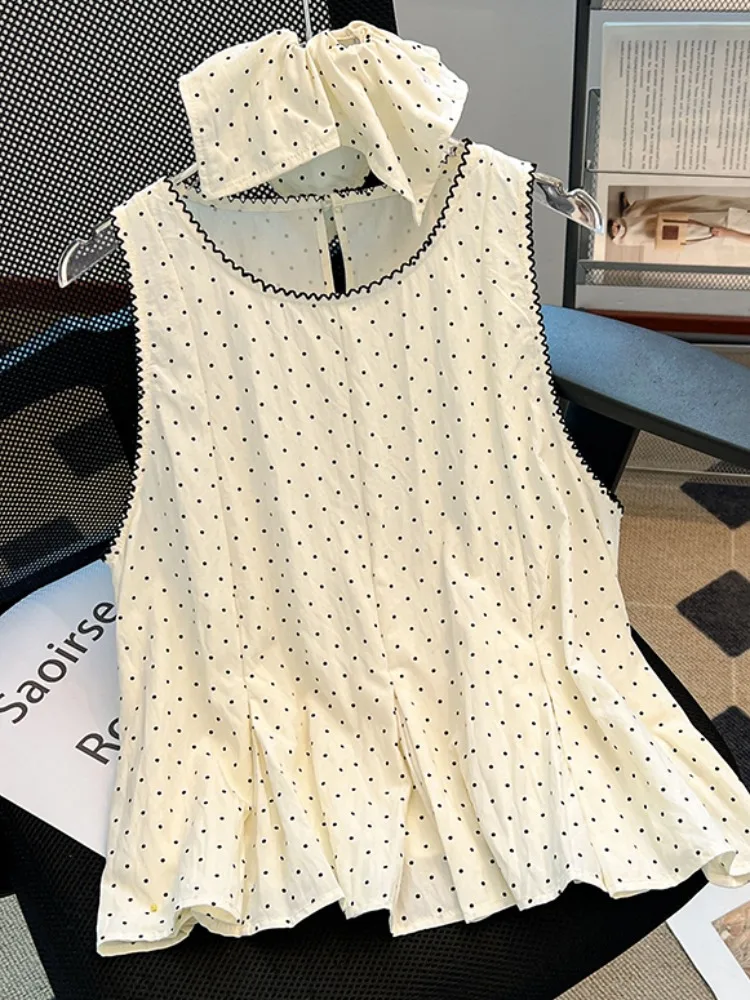 

Summer Outfit Self-Kee Design round Ne Svel Vest Women's Outerwear Anti-Aging Polka Dot Strapl Tank Top