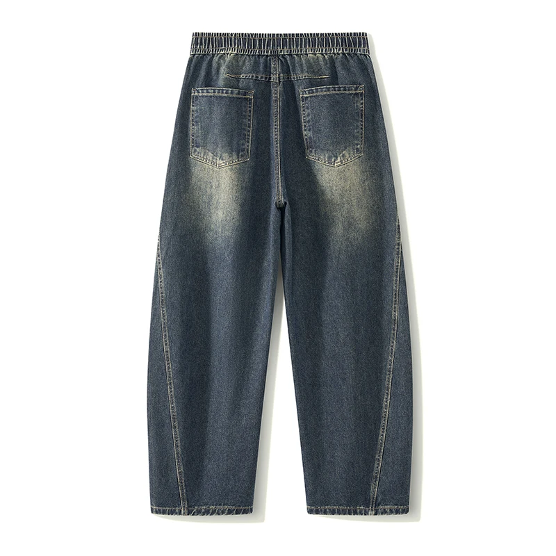 Vintage Men's Jeans, Autumn New Style, Korean Style, Patchwork, Curved Cut, Wide Leg Jeans, Black and Smoky Grey Y2k Clothes Men