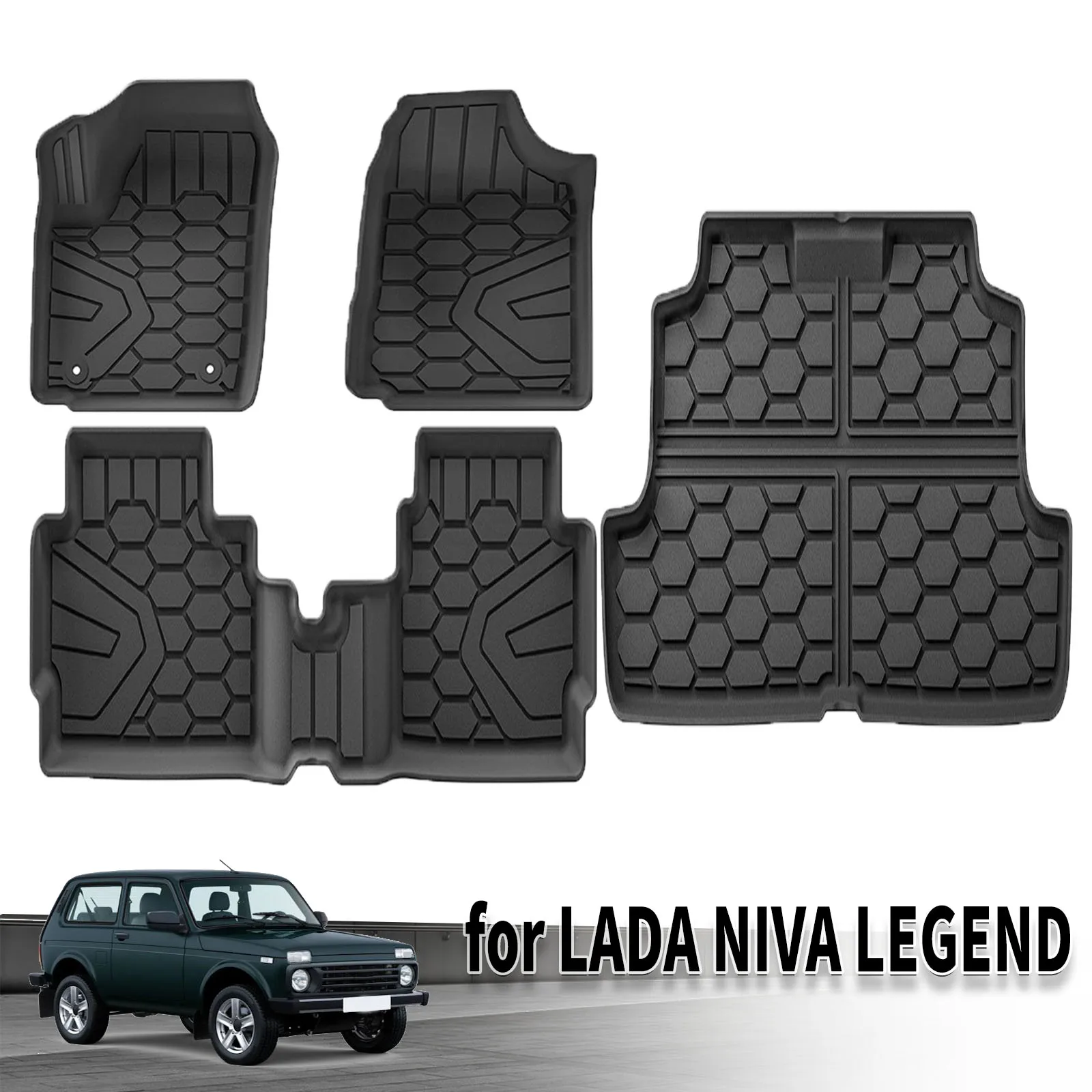 for LADA NIVA LEGEND Waterproof TPE Car Mats 3D Laser Scanning Perfect Fit Odorless Accessories Easy Clean