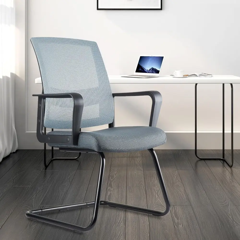 

Big and Tall Office Chair Set of 4 500lbs Leather Reception Chair with Bonded Padded Armrest Wide Seat Sled Base Desk Chair No
