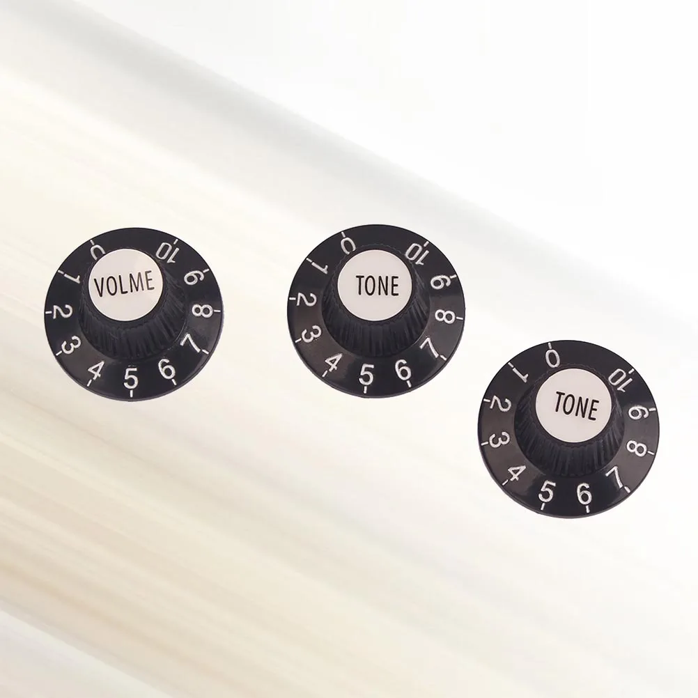 

3 pcs Plastic High Neck Volume Tone Control Knobs Flat Guitar Bass Replacement Parts 1 Volume 2 Tones Gd53 Black Durable Easy