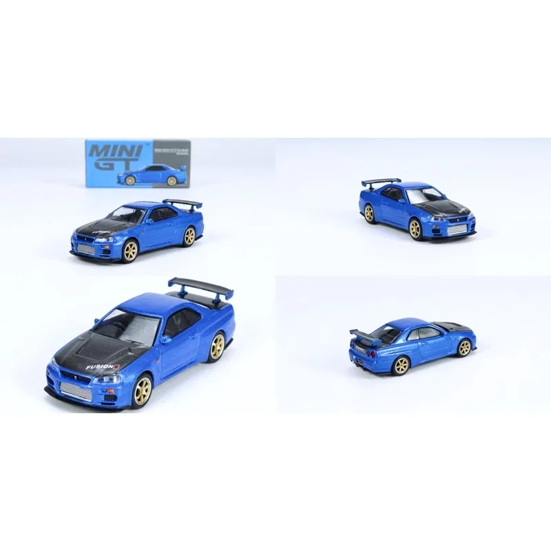 MINI GT 1:64 Nissan Skyline R34 Top Secret GT-R diecast alloy model, children\'s collection toys, holiday gifts for children.