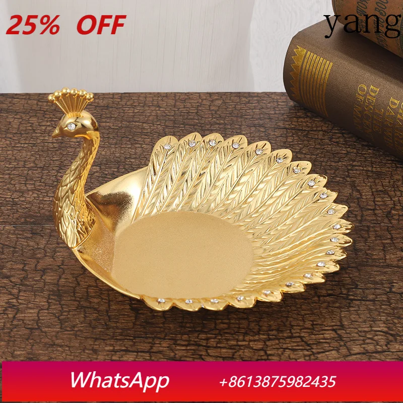 

CX classical style peacock small fruit plate separation storage snack plate zinc alloy snack plate