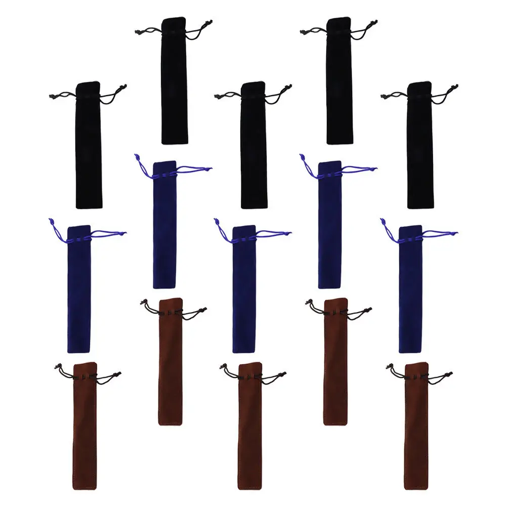 

15Pcs Pen Pouches Drawstring Closure Anti-Wear Lint Material Compact Pen Storage Bags Gift Pouch for Writing Tools Office Home