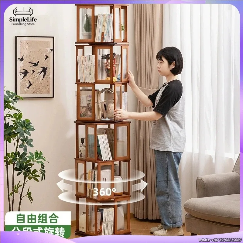 回転式本棚オーガナイザー収納棚家具、リビングルーム、書斎、寝室用、モダンな本棚ディスプレイラック、ホームオフィス用