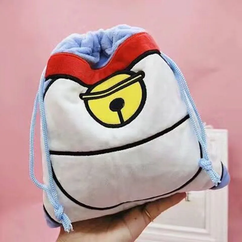 

Doraemon plush pocket drawstring bag small drawstring sundry bag children boy girl drawstring storage bag 15x16cm