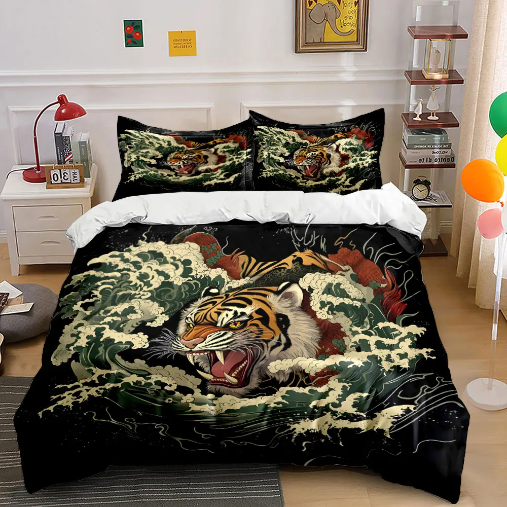 

Tiger Artwork Three-Piece Decor Set Soft Comfortable Duvet Cover Bedding Set Included 1*Duvet Cover & 2*Pillowcases, gift