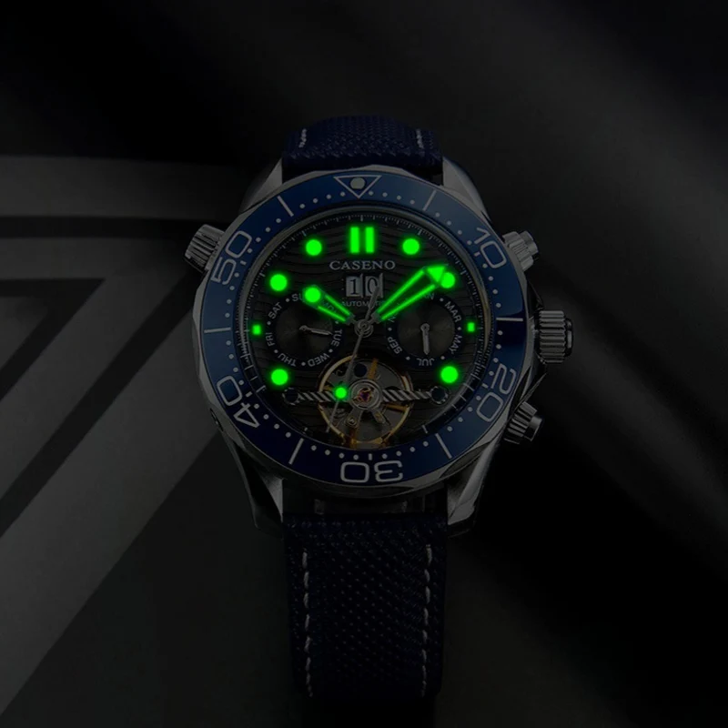 ساعة ميكانيكية للرجال حزام جلدي أنيق ساعة أوتوماتيكية من أفضل العلامات التجارية الفاخرة ساعة رجالية مقاومة للماء تقويم أسبوعي ساعة رجالية