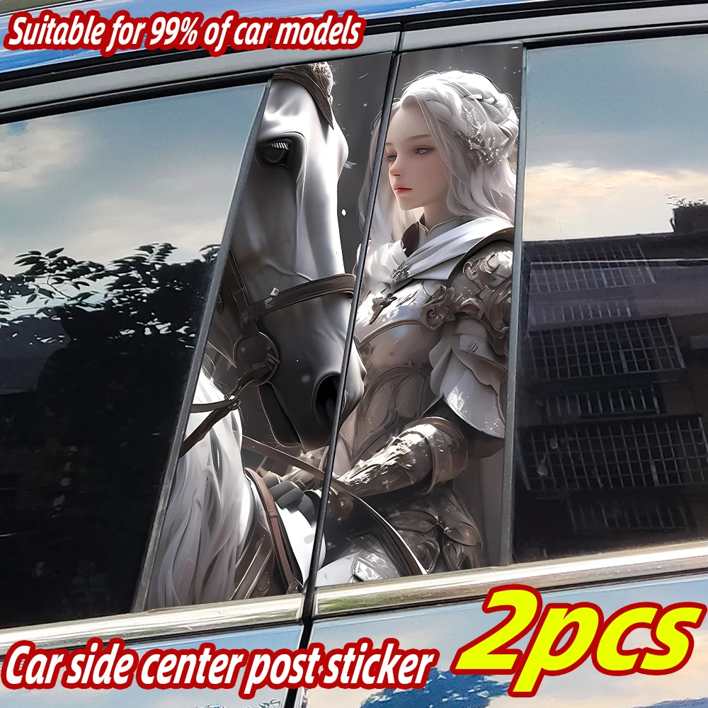 

Horsewoman Car Stickers Funny Anime Auto B Pillar Waterproof Decor Cover Scratches Car Doors Pillar Sunscreen Decals Accessories