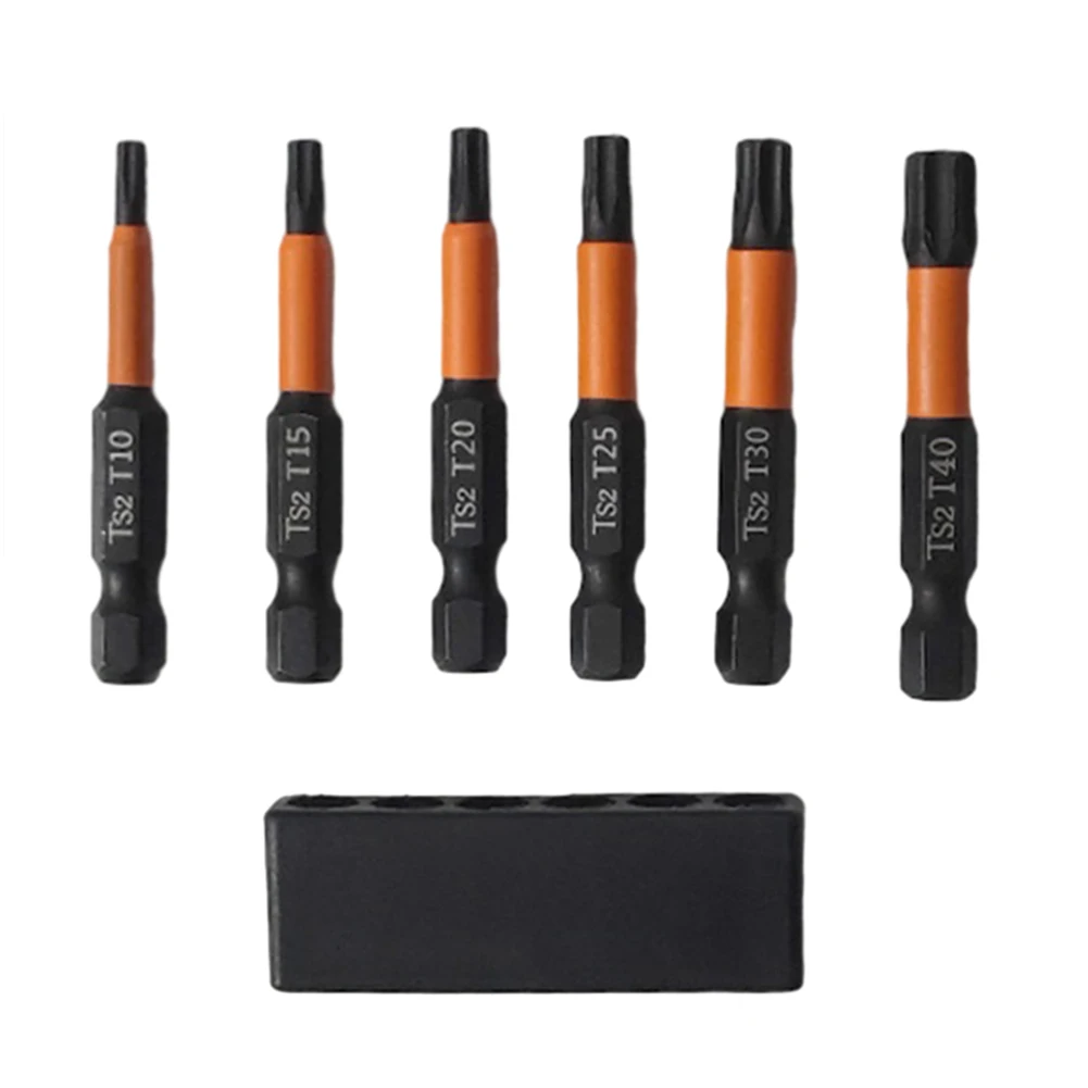 6pcs 50mm Torx Screwdriver Bit Magnetic 1/4 Shank Screwdriver Bit Set T10-T40 Torx Bit Set Hand Tools