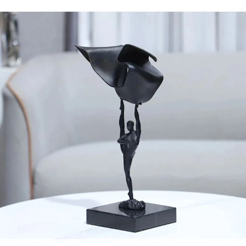 Minimalist Ribbon Gymnastics Figures Statue Desk Decoration Ornaments Abstract Character Metal Sculpture Room Aesthetic Decor