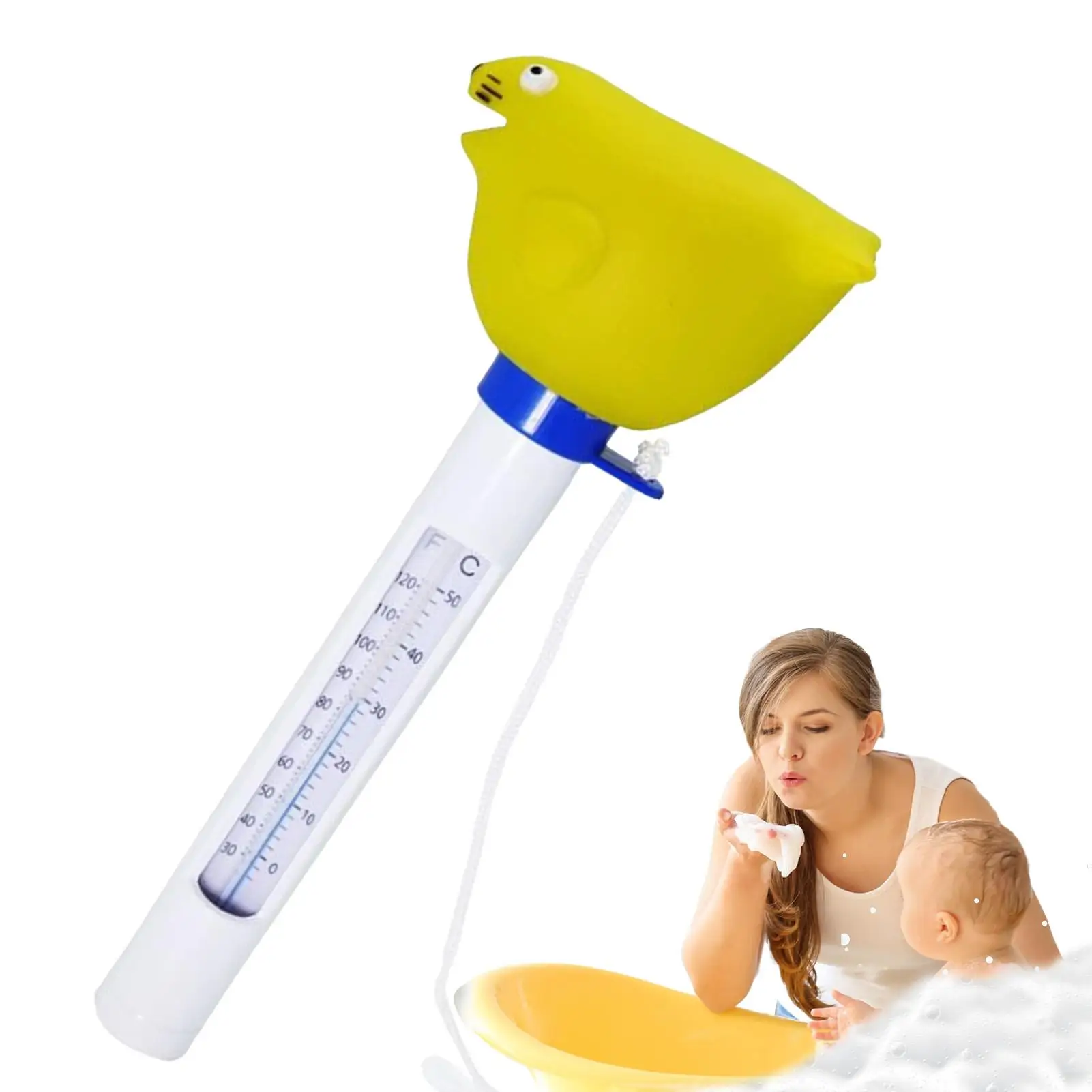

Water Temperature Tester Cartoon Floating Pool Water Temperature Tester Easy Read Monitor Waterproof Portable Bathtub