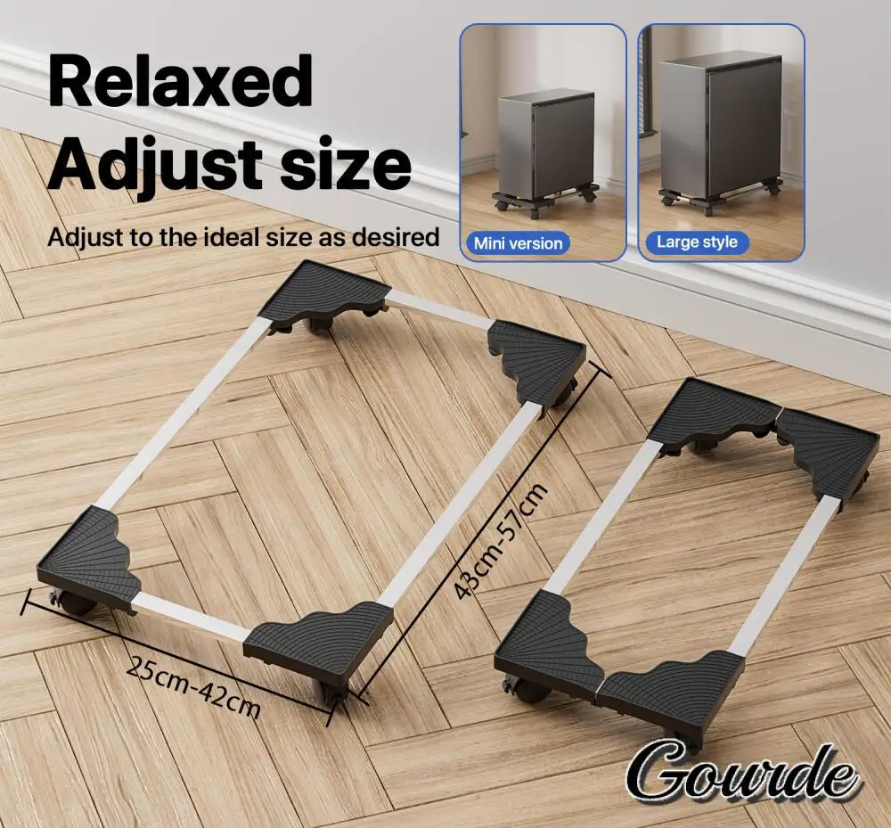 Gourde Adjustable Computer CPU Tower Stand with 4 Rolling Casters Space-Saving Mobile Base Fits Most Computer Cases Under Desk