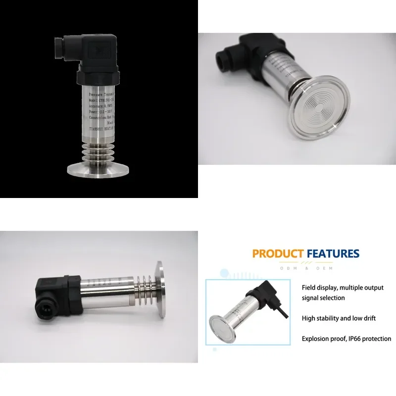 Huatian Integrated Joint IP66 4-20mA Sanitary Series Clamp 50.5mm Pressure Transmitters Model CYB1501 0-120 for