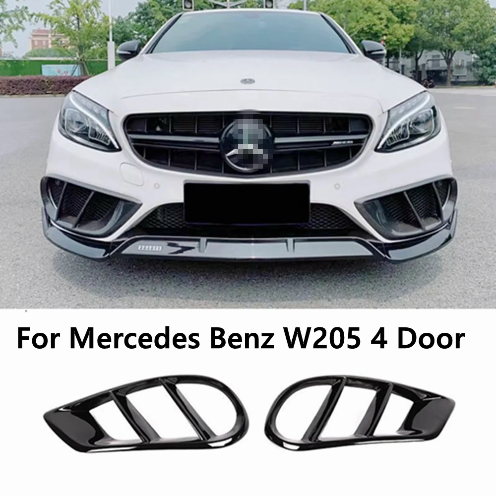 For Mercedes Benz W205 C Class C200 C300 C43 2015-2018 Sport 4 Door Front Bumper Air Vent Trim Cover Fog Ligth Intake Lamp Frame