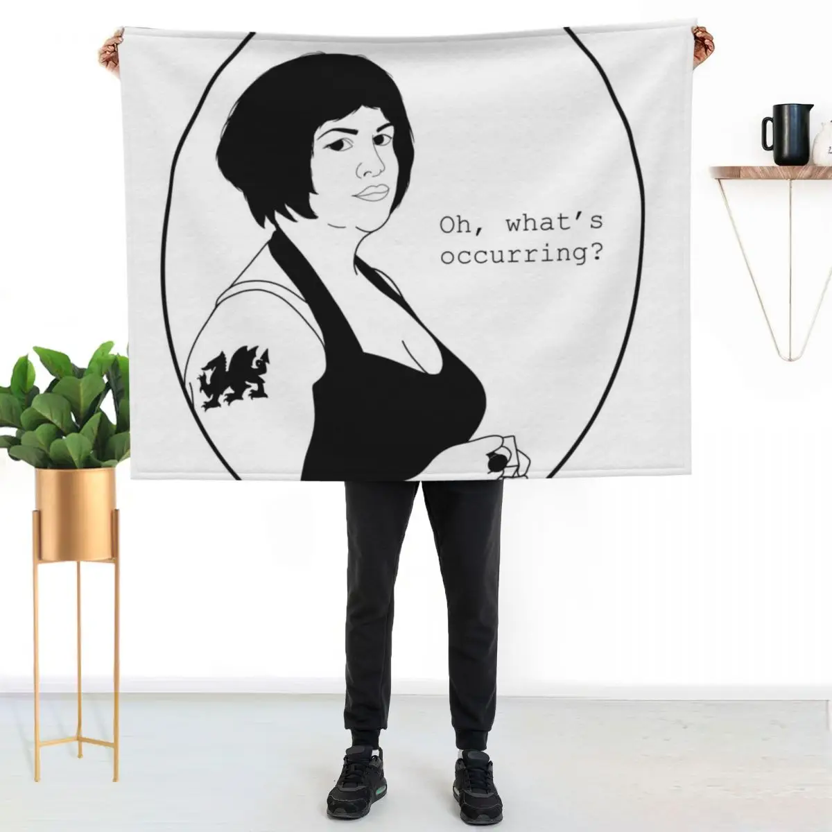 

Oh, what's occurring - Nessa Gavin & Stacey Line art Throw Blanket All Weather Soft Throw Blanket for Sofa