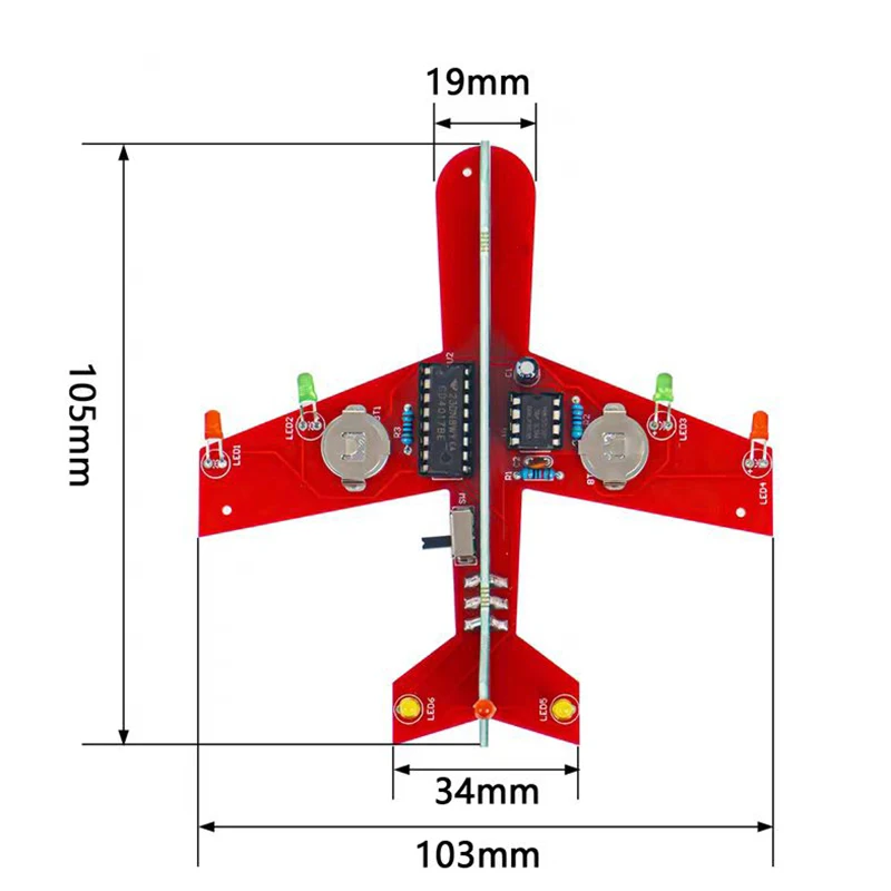 CD4017 مصباح تدفق طائرة صغيرة لتقوم بها بنفسك عدة إلكترونية وامض LED متعة العلوم مكونات إلكترونية ممارسة تجميع اللحام