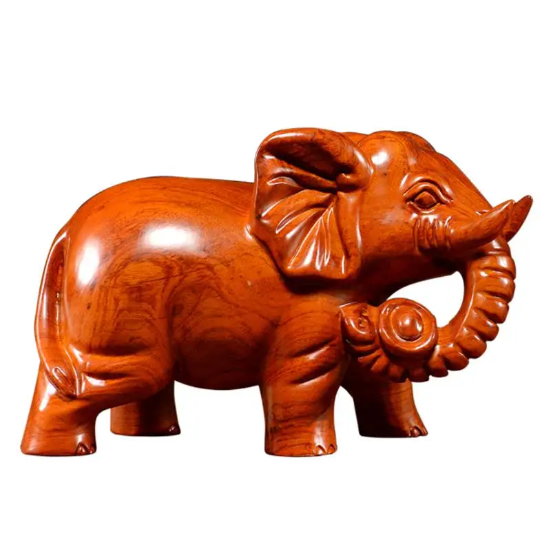 Rosewood Wood Carving Crafts Elephant Statue 2 Pcs/set Vintage Home Decor Ornaments Living Room Decoration Sculpture
