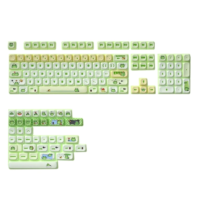 

142Keys DIY Keycaps Replacement Green PBT Keycaps for Game Mechanical Keyboards Switches Cartoon