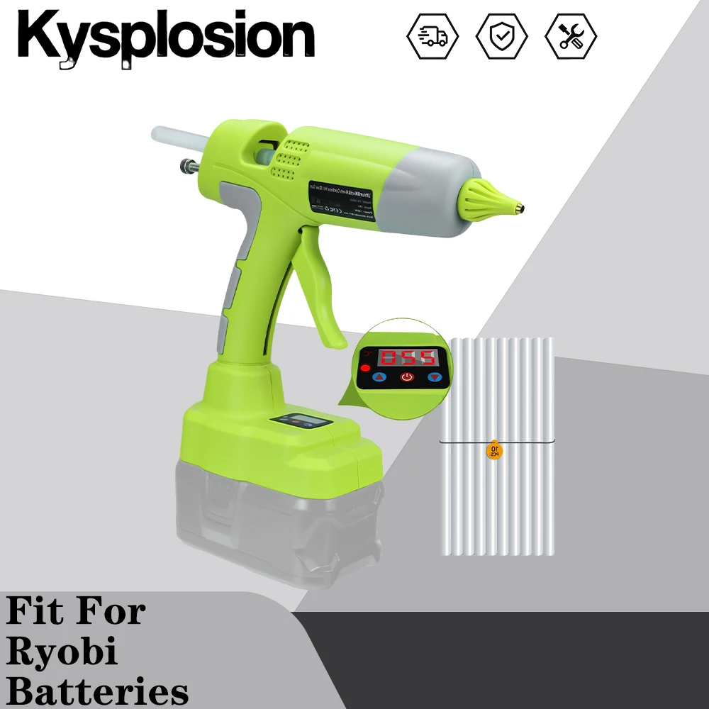 

Беспроводной пистолет для термоплавкого клея для Ryobi с 10 клейкими полосками, дисплей температуры, 18 В, литий-ионный аккумулятор, инструмент для ремонта дома, сделай сам