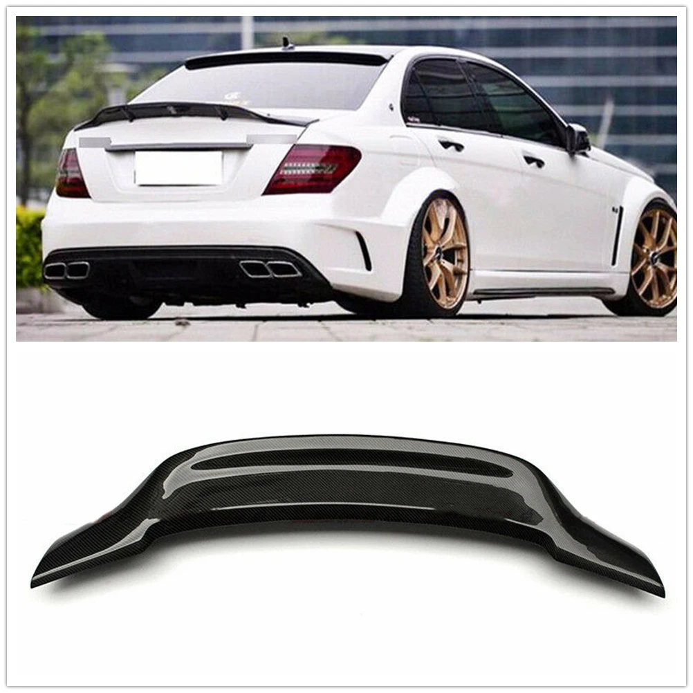 

For Mercedes Benz W204 C-Class C180 C200 C250 C300 C350 C63 AMG Sedan 4 Door Carbon Fiber R Style Rear Trunk Spoiler Lip Wing