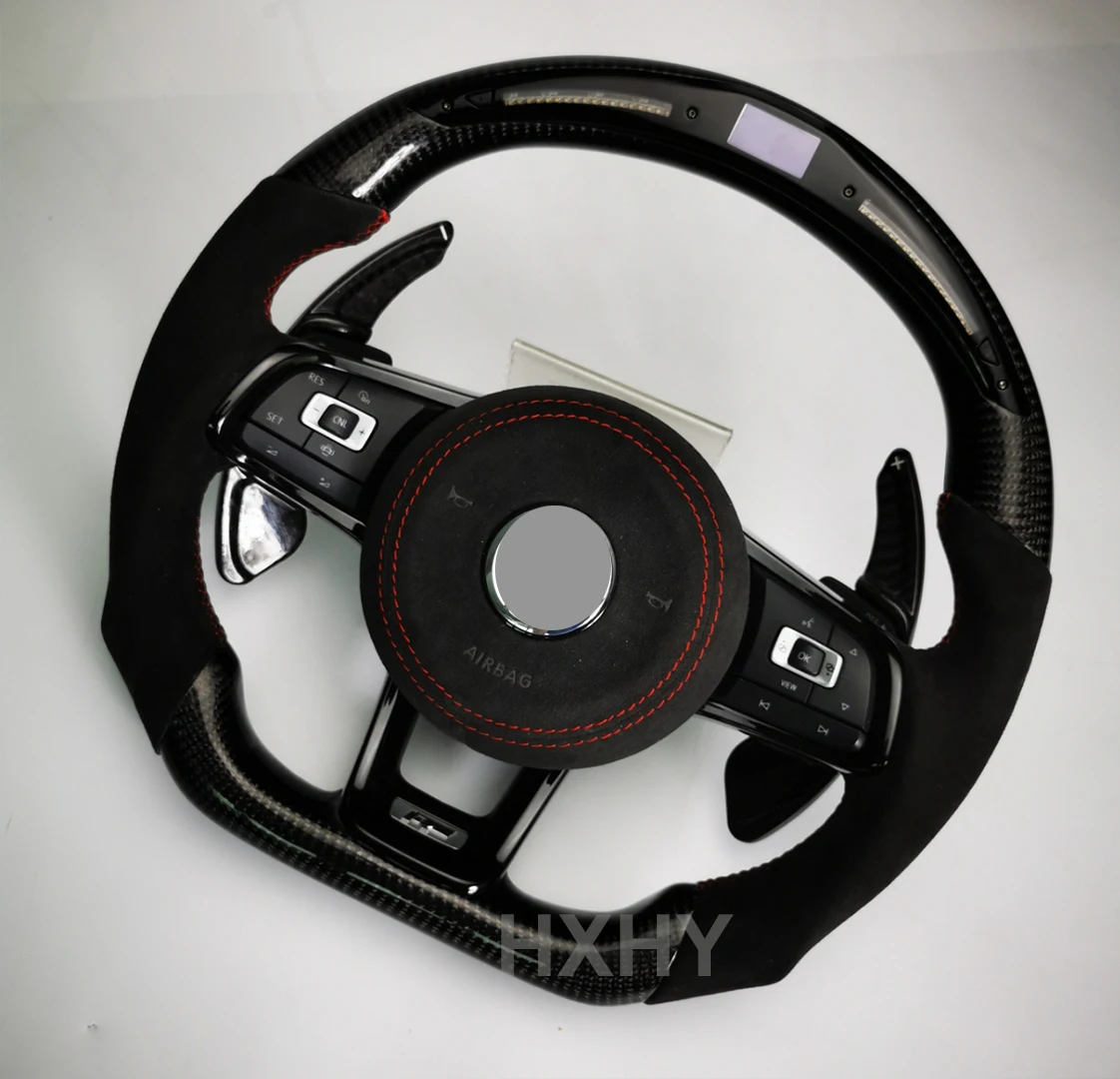 Upgrade Steering Wheel For VW Golf 6 MK6 GTI R Scirocco Polo 2008-2014 Alcantara Forge Carbon 32 Bead RPM LED Racing Wheel