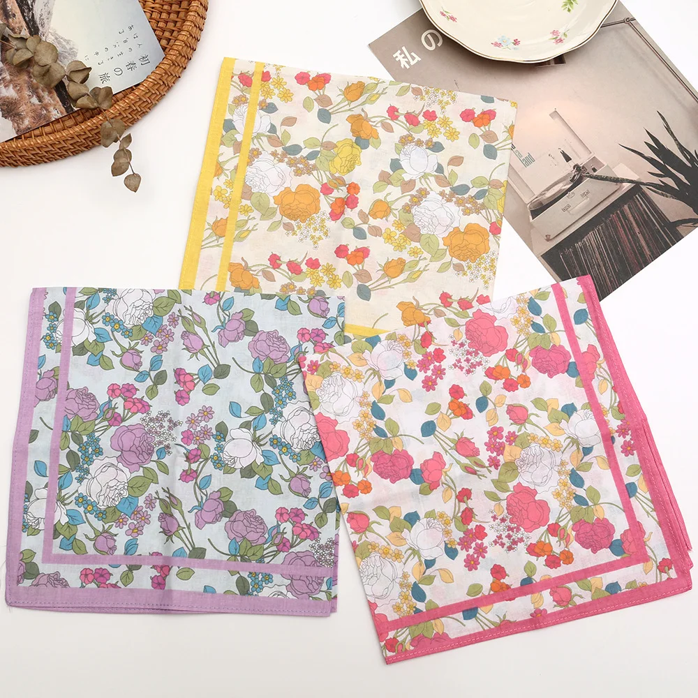 3/12 pezzi fazzoletto da donna in puro cotone sottile morbido assorbente asciugamano per il sudore asciugamano quadrato uscire sudore portatile 43 cm