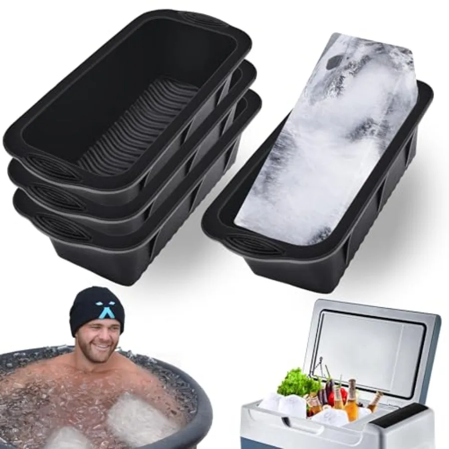

Extra Large Ice Block Mold, 4 Pack 9.4lbs Ice Cubes for Cold Plunge or Coolers, Reusable Silicone Ice Molds for Ice Bath Chille