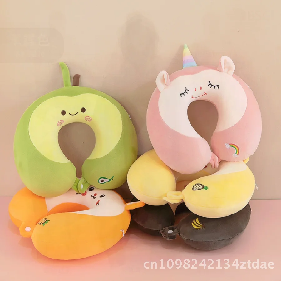 

Cartoon Neck Pillow Slow Rebound Memory Foam U-Shaped Office Nap Travel Pillow for Children Adults Elderly Avocado Banana Monkey