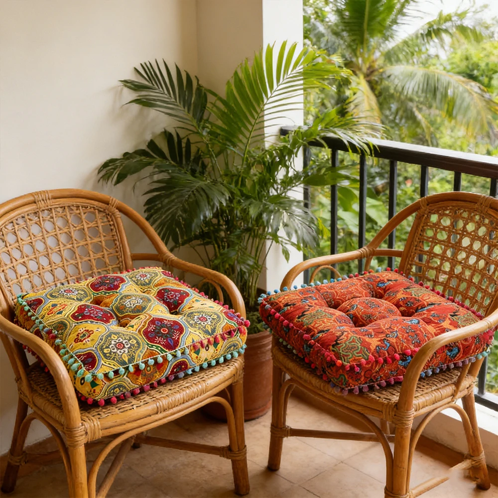 

Thickened Square Chair Cushion Vintage Print Chair Pads Soft Comfortable Seat Cushions for Living Rooms Bedrooms, Dining Rooms