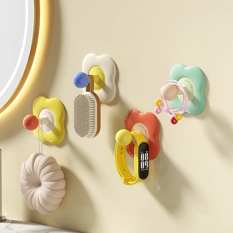 Dopamine Flower Hook, No Punching, Key At The Door, Sticky Hook, Non-marking Towel Rack, Clothing Hook