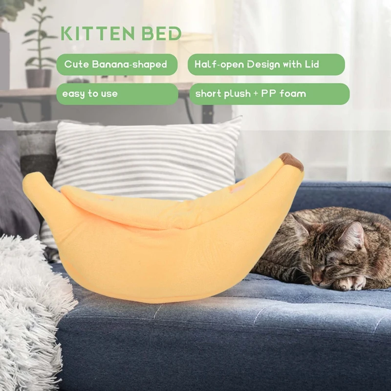 Cute Banana Cat Bed, Pet Bed Soft Cat Embrace Bed, Lovely Pet Bed For Cats, Rabbits & Small Dogs