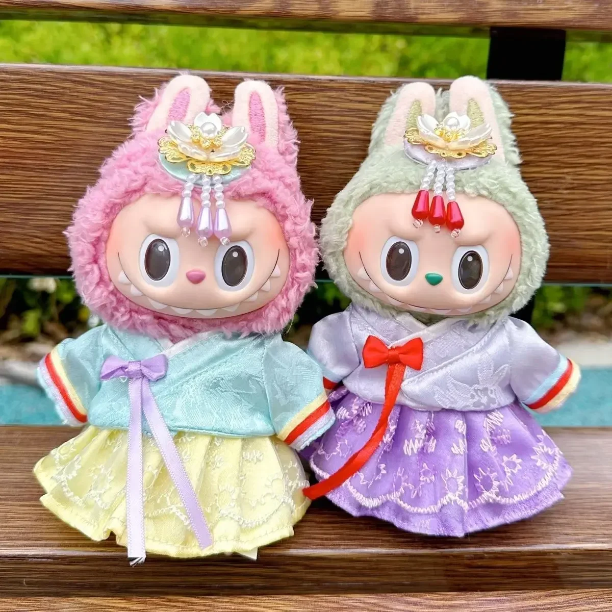 

Hanbok For labubu V3 V2 V1 with headdress Skirts Set for Korean Style For Ropa labubu doll Outfit Accessories