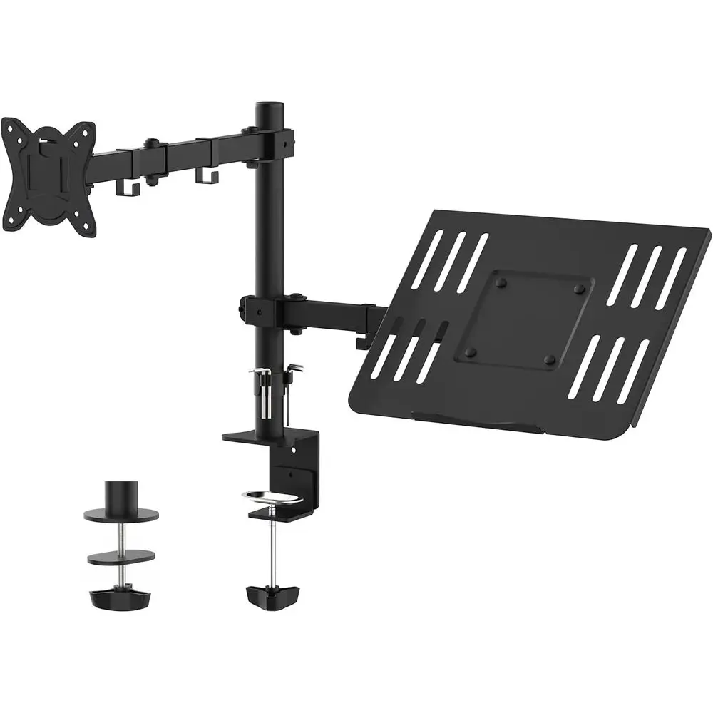 

Height-Adjustable Desk Clamp Laptop Stand with Swivel Arm and VESA Mounts 75x75 & 100x100mm